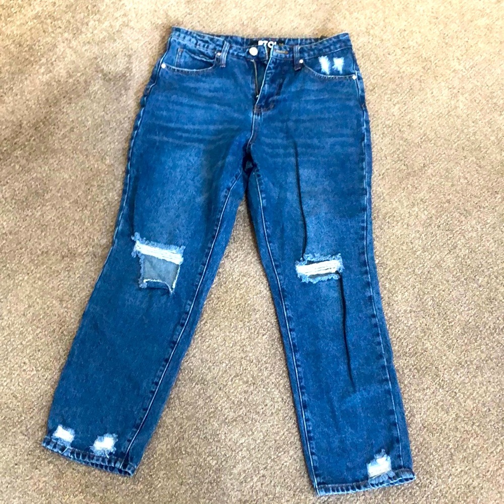 Nordstrom PTCL Women’s Vintage Hi-Rise Mom distressed jeans eco friendly Size 29